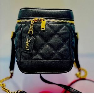 YSL 2021 • 80's Vanity Bucket Bag • Embossed Leather • Black • Lightly Used